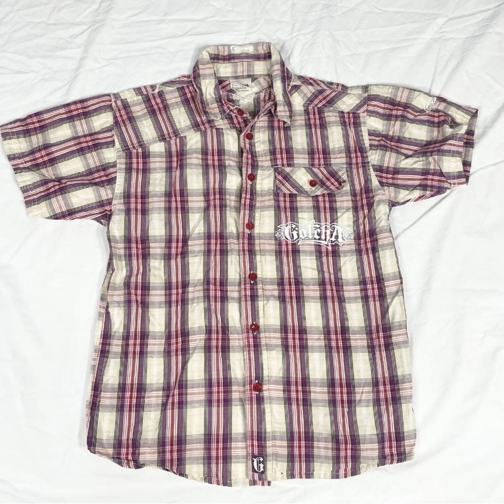 VTG Gotcha Women Plaid Short Sleeve Button Up Shirt..See Measurements.